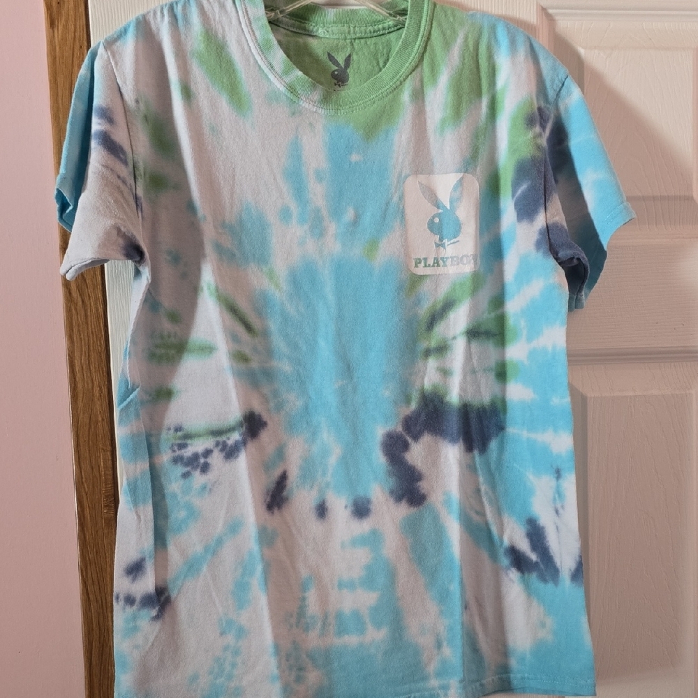 PLAYBOY Blue and Green Tie-Dye Tee